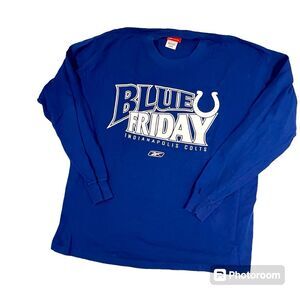 Vintage Y2K Reebok long sleeve T shirt Indianapolis Colts Blue Friday Sz L